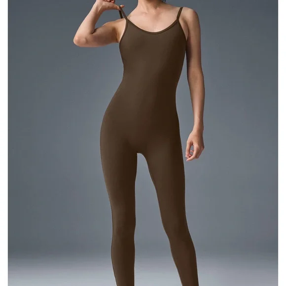 Alo Yoga Airbrush One and Done Onesie Espresso - Picture 2 of 3